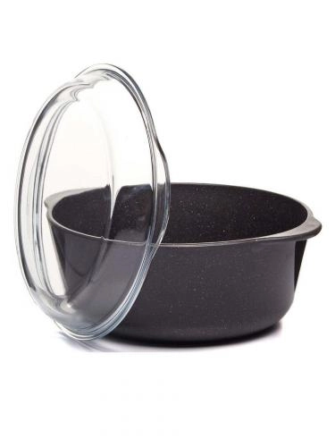 Kuydirmas qoplamali, issiqqa bardoshli, qopqoqli, 3 litrlik Borcam 59013 shisha kastryuli O'zbekistonda