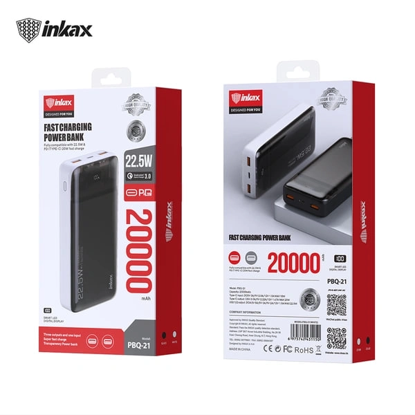 Портативный аккумулятор Inkax PBQ21 20000mAh 22,5W в Узбекистане