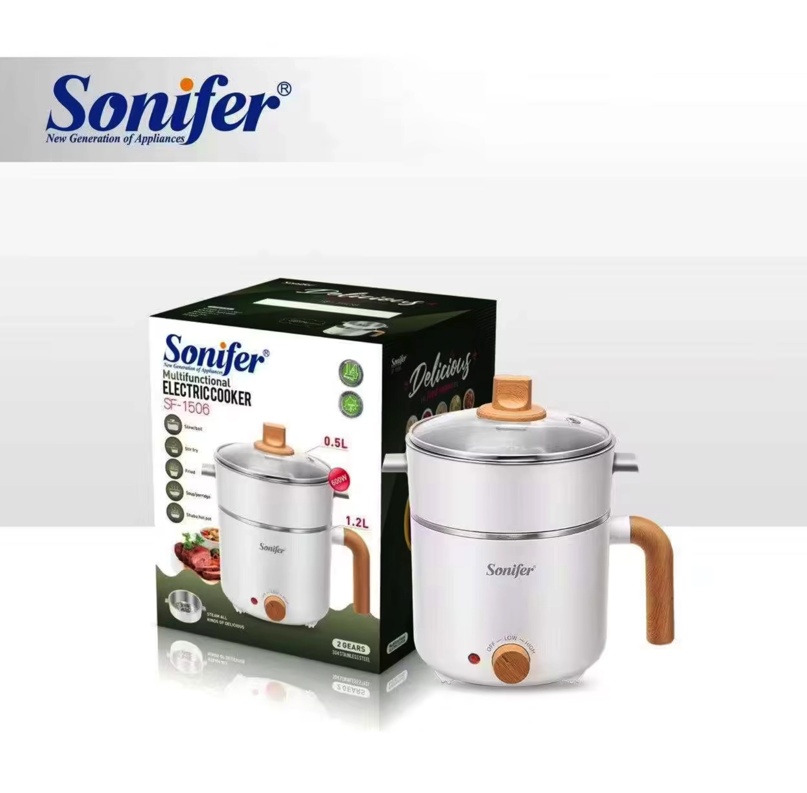 Многофункциональная электрическая мини-пароварка Sonifer SF-1506, 1.2 л недорого