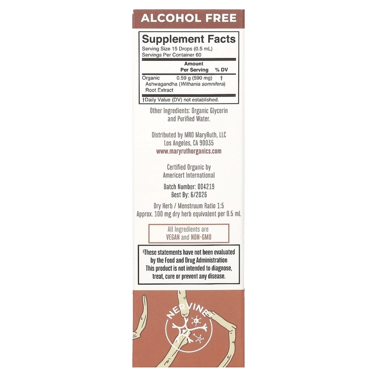 MaryRuth&rsquo;s Organik suyuq ashwagandha ildiz ekstrakti, 30 ml (47165) arzon