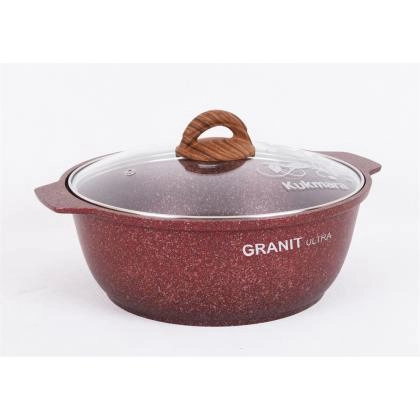 "Granit ultra" turkumidan shisha qopqoqli 4l Kukmara kastryul-qo&lsquo;rasi (Red)