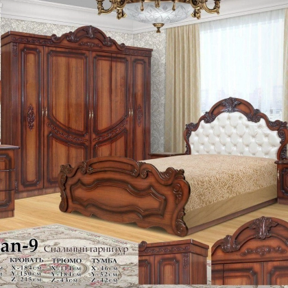 "SULTAN 9" yotoqxona mebeli (yong‘oq rang)