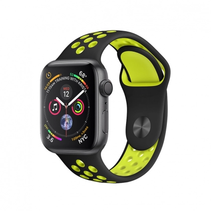Coteetci W12 Sport Band for iWatch 42 mm qora/sariq tasmachasi