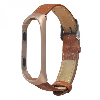 Ремешок кожаный для Xiaomi Mi Band 3 (Коричневый)