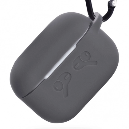 Чехол силиконовый с карабином для Airpods Pro, серый