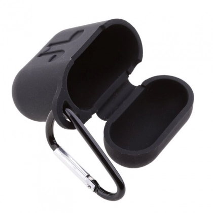 Чехол силиконовый с карабином для Airpods Pro, черный