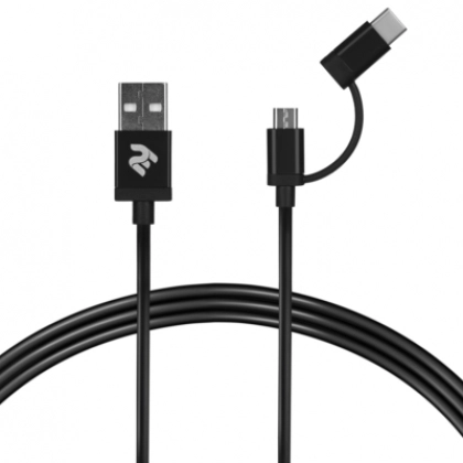 Кабель 2E USB TO MICRO+TYPE C