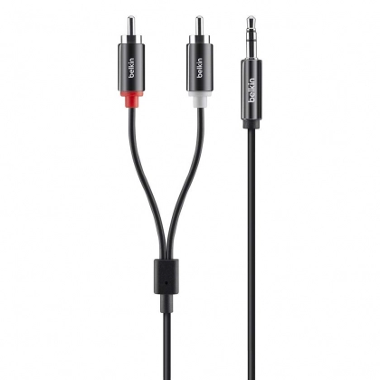 Кабель Belkin 3.5MM/2XRCA M/M 2M PORTABLE BLACK GOLD F3Y116bt2M