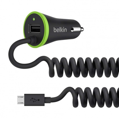 Автомобильная зарядка Belkin Car Charger (17W) USB 3.4A+USB, MicroUSB 1.2м, black (F8M890bt04-BLK)