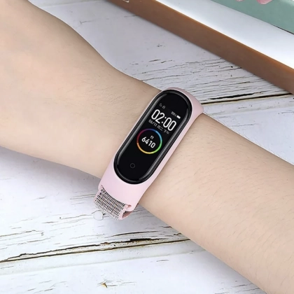 Сменный браслет Xiaomi Mi Band 5 / Mi Band 4 / Mi Band 3 нейлоновый Розовый с серым