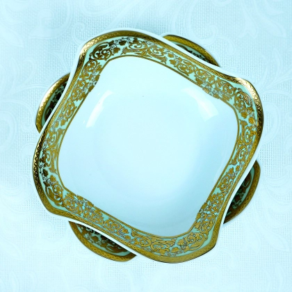 Салатники квадратные фарфоровые "Изумруд" от Karosa 6 (15см)