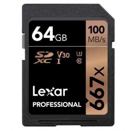 64Gb Lexar Professional 667x SDXC Class 10 xotira kartasi