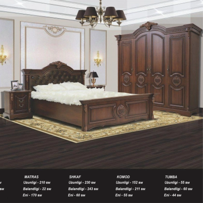 KARONA yotoqxona mebeli (yong‘oq rang)