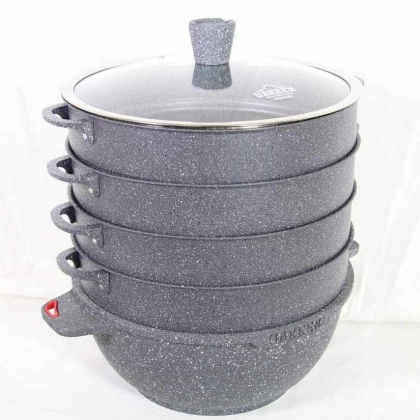 Granit qoplamali 8l UAKEEN qozon-mantiqasqoni (qora, kulrang)