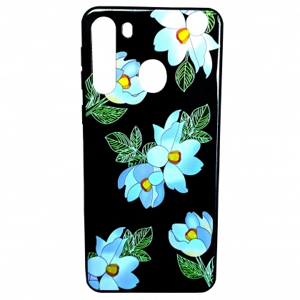 Чехол с белыми цветами для Samsung Galaxy A21