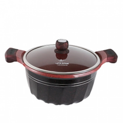 Granit qoplamali, 32 sm Lifesmile kastryuli (qora, kulrang, to‘q qizil)