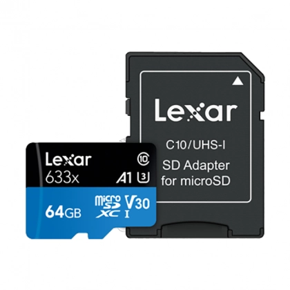 Lexar 64GB High-Performance 633x microSDXC UHS-1 xotira kartasi