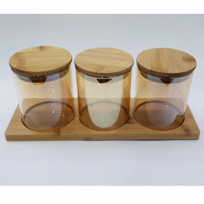 Стеклянная банка для хранения сыпучих с вакуумной крышкой по 300 гр (3 шт)