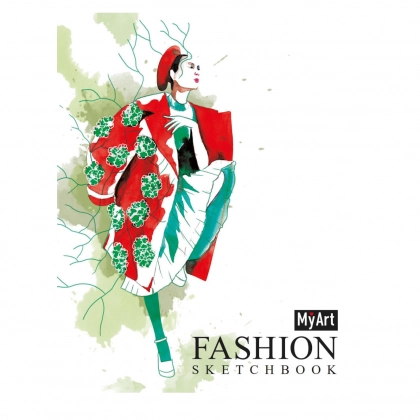 My art. Fashion скетчбук на гребне. Дама в красном пальто