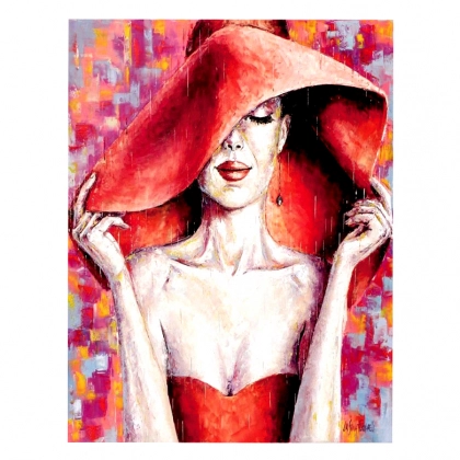 "Alvon kiyimli ayol" 50x40 sm AR9450 olmosli surati