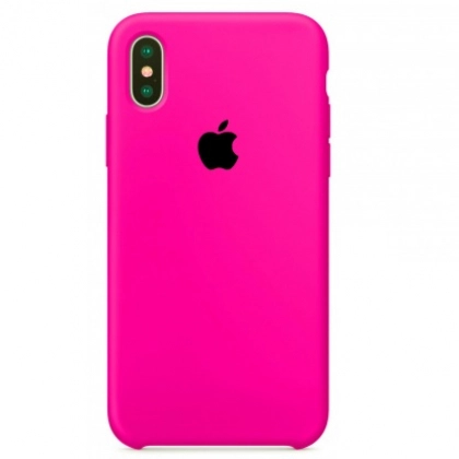 Чехол Silicone Case для iPhone X/XS, неоново розовый