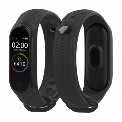 Ребристый силиконовый сменный браслет для Xiaomi Mi Band 5 Черный