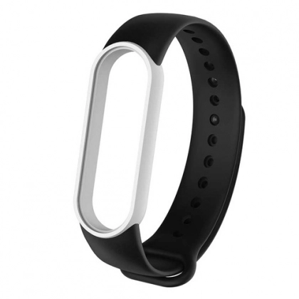 Двухцветный силиконовый сменный браслет для Xiaomi Mi Band 5 Черно-Белый - фото №1 Двухцветный силиконовый сменный браслет для Xiaomi Mi Band 5 Черно-Белый