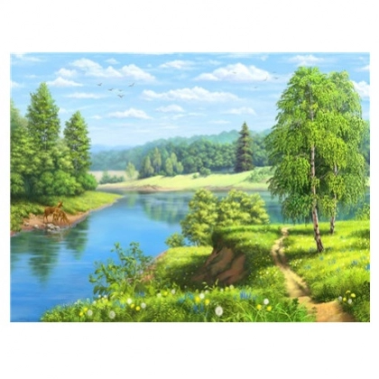 "Daryoda bahor" 50x40 sm Y5784 &ndash; raqamlar bo&lsquo;yicha bo&lsquo;yaluvchi surat