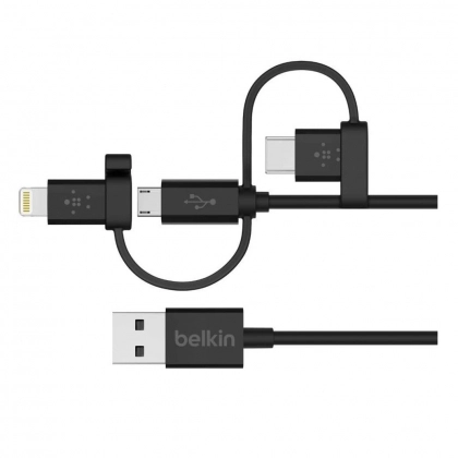 Кабель Belkin USB-A TO MICRO USB/LTG/USB-C, 4, CHRG/SYNC CABLE (F8J050BT04-BLK)