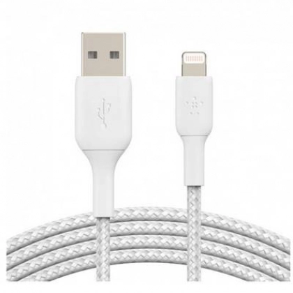Кабель Belkin BRAIDED A-LTG 1M, (CAA002BT1M) White, Black