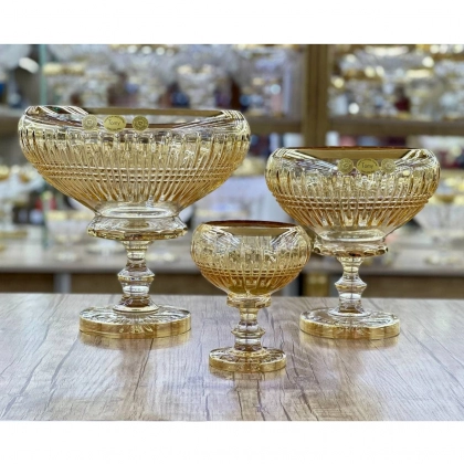 Набор фруктовниц из хрусталя TOMY (12 предметов, медовый оттенок)