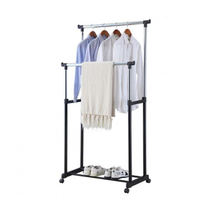 Double-pole clothes hanger – polga qo‘yiluvchi, ikkitalik ko‘chma kiyim ilgich - rasm №1 Double-pole clothes hanger – polga qo‘yiluvchi, ikkitalik ko‘chma kiyim ilgich