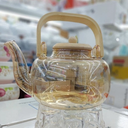 Чайник заварочный стеклянный 1.2 л.  N3 (цвет мёд)