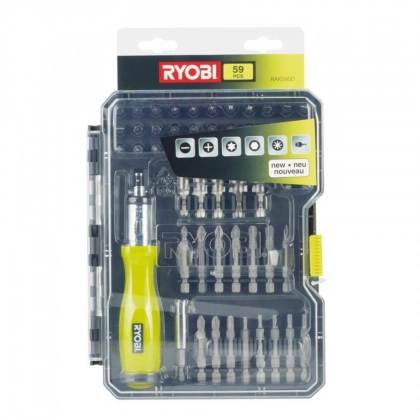 Набор бит и торцевых головок с отверткой 59 предметов Ryobi RAK59SD (5132002251)
