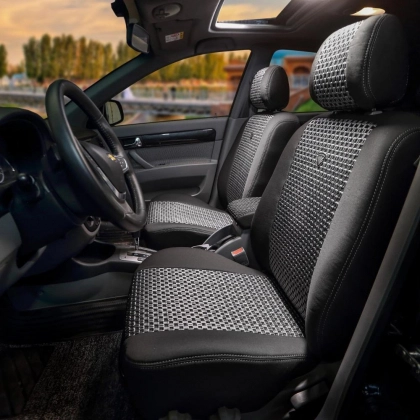 Авточехол Cardinar для Lacetti 3. Alfa с экокожей, Серый