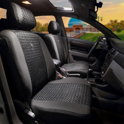 Авточехол Cardinar для Lacetti 1. Rio с экокожей, Черный