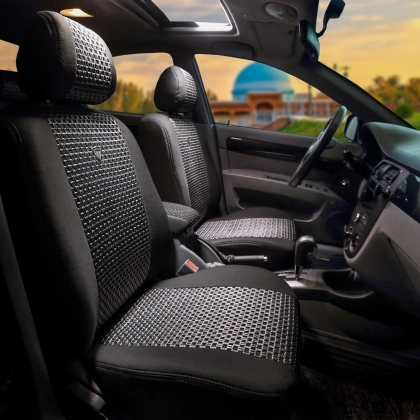 Авточехол Cardinar для Lacetti 3. Rio с экокожей, Серый