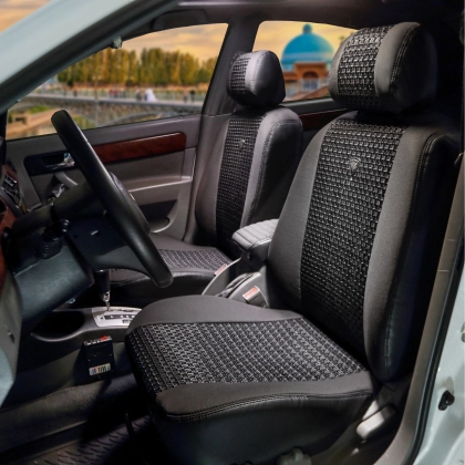 Авточехол Cardinar для Lacetti 3. Rio с экокожей, Черный