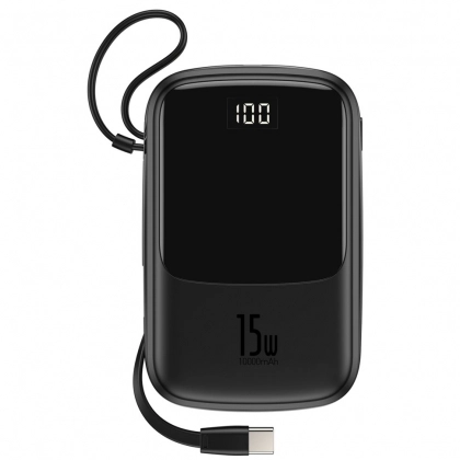 Внешний аккумулятор Baseus Qpow Digital Display 10000 mah с кабелем Type-C 15W (Black)