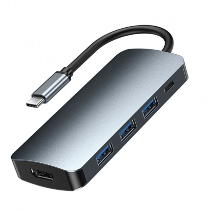 Remax RU-U91 HDMI + PD + RJ45 9in1 USB hab - rasm №1 Remax RU-U91 HDMI + PD + RJ45 9in1 USB hab