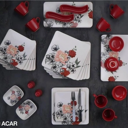 Столовый сервиз для завтрака ACAR Квадрат 33 пред. на 6 персон