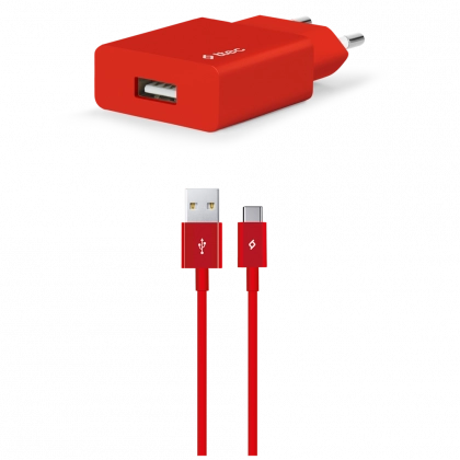 Зарядное устройство Ttec SmartCharger USB с кабелем Type-C (1м) Red