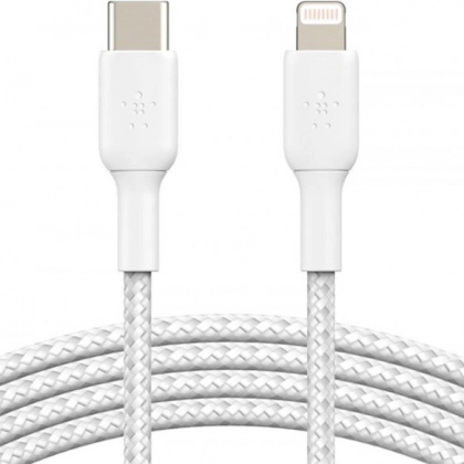 Belkin USB-C - Lightning Braided 1 m (CAA004BT1MWH) oq kabeli