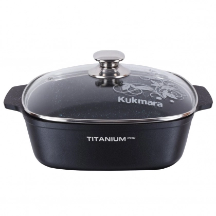 Kukmara "Titanium Pro" kvadrat kastryul-qo‘rasi, 4 l (Black, Green)