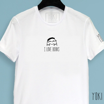 Футболка YOKI "I love books" White