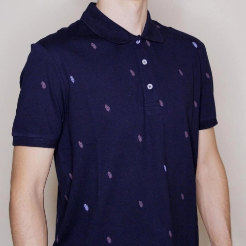 Мужская футболка-поло YSK с рисунком (синий)