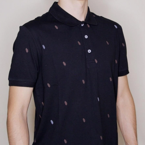 Мужская футболка-поло YSK с рисунком (чёрный)