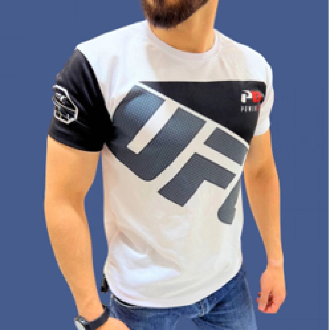 Классическая мужская футболка с эмблемой PowerGym ( Размер: S-M-L-XL-2XL) (бело-черный)