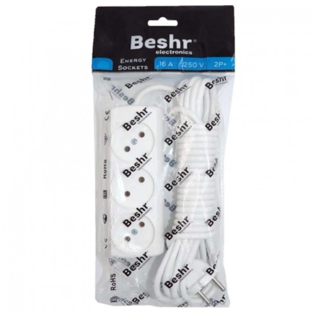 Удлинитель без заземления Beshr NINEBOT 3x3м Белый
