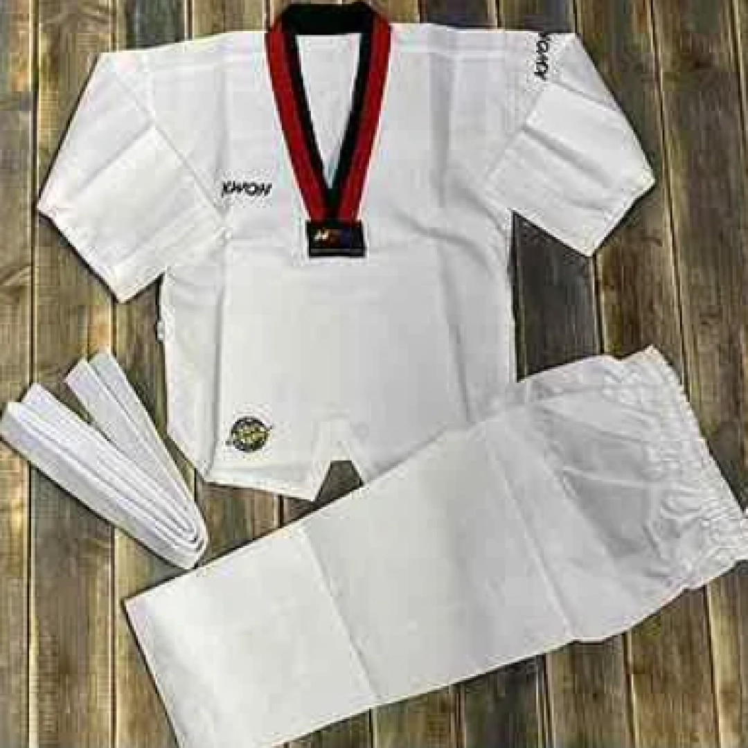 Taekvondo KWON uchun kimono, qizil-qora